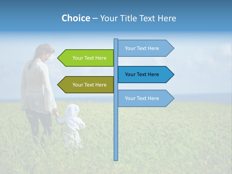 A Woman Holding A Child's Hand In A Field Of Grass PowerPoint Template