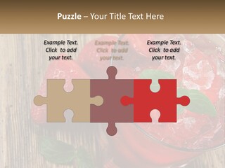 A Drink With Ice And Strawberries On A Wooden Table PowerPoint Template