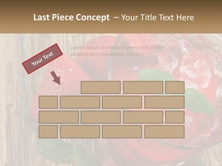 A Drink With Ice And Strawberries On A Wooden Table PowerPoint Template
