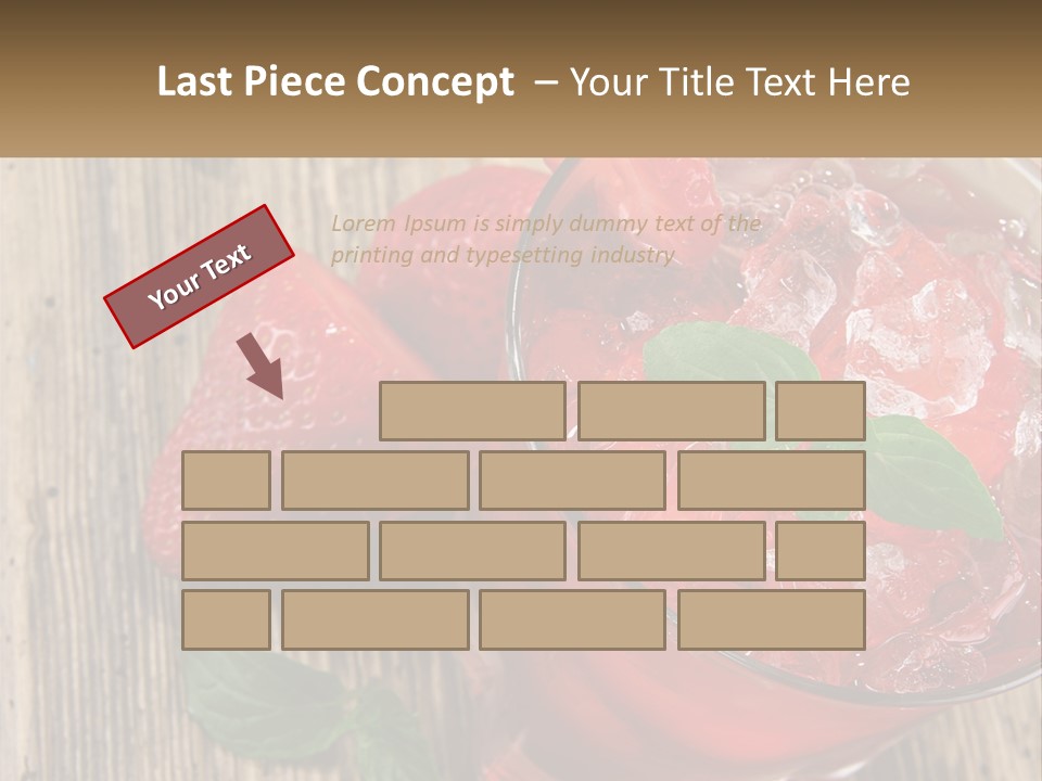 A Drink With Ice And Strawberries On A Wooden Table PowerPoint Template
