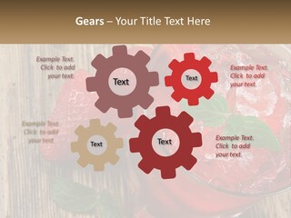A Drink With Ice And Strawberries On A Wooden Table PowerPoint Template