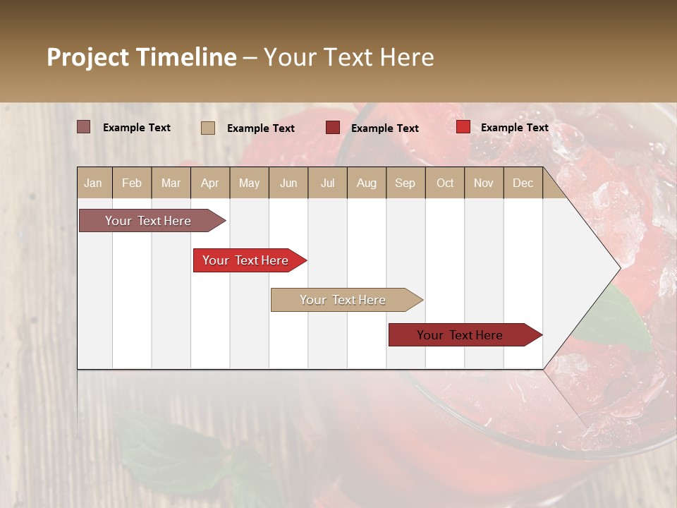 A Drink With Ice And Strawberries On A Wooden Table PowerPoint Template
