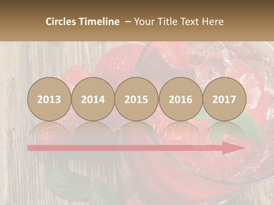 A Drink With Ice And Strawberries On A Wooden Table PowerPoint Template