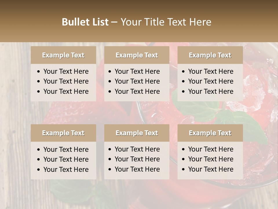 A Drink With Ice And Strawberries On A Wooden Table PowerPoint Template