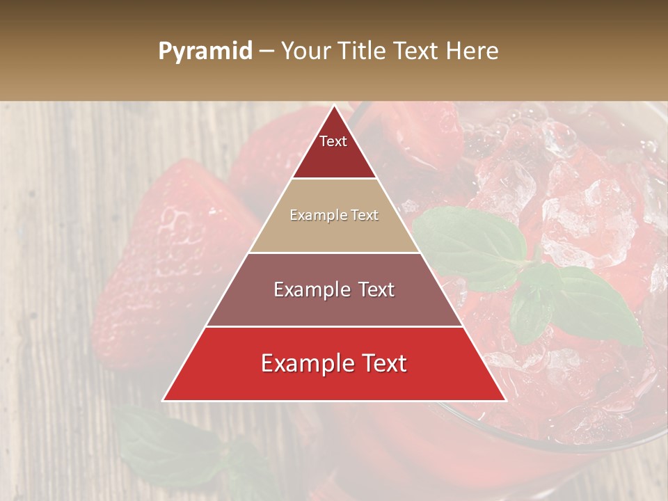 A Drink With Ice And Strawberries On A Wooden Table PowerPoint Template