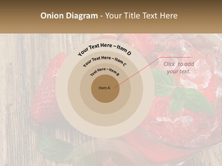 A Drink With Ice And Strawberries On A Wooden Table PowerPoint Template