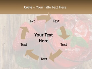 A Drink With Ice And Strawberries On A Wooden Table PowerPoint Template