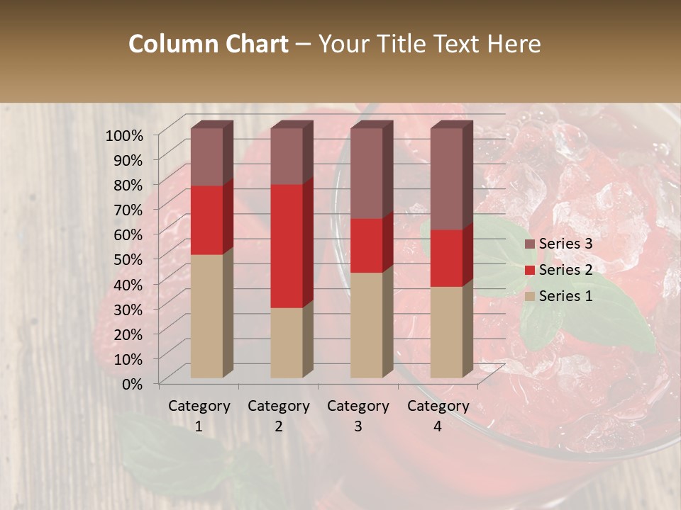 A Drink With Ice And Strawberries On A Wooden Table PowerPoint Template