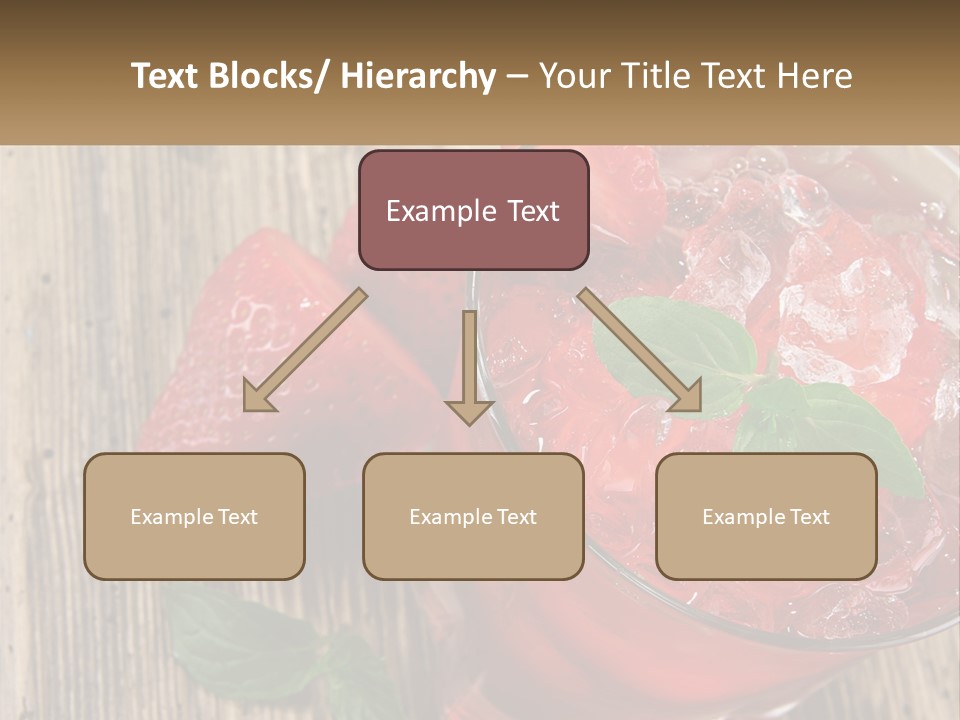 A Drink With Ice And Strawberries On A Wooden Table PowerPoint Template