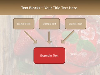 A Drink With Ice And Strawberries On A Wooden Table PowerPoint Template