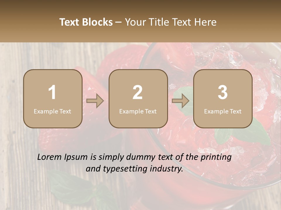 A Drink With Ice And Strawberries On A Wooden Table PowerPoint Template