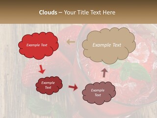 A Drink With Ice And Strawberries On A Wooden Table PowerPoint Template