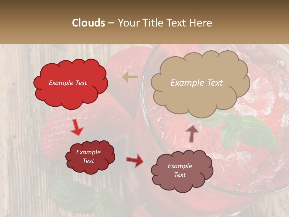 A Drink With Ice And Strawberries On A Wooden Table PowerPoint Template
