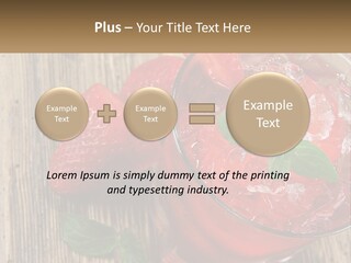 A Drink With Ice And Strawberries On A Wooden Table PowerPoint Template