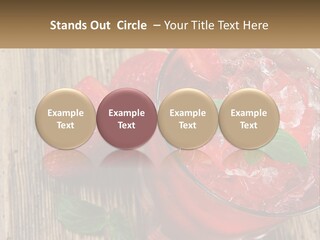 A Drink With Ice And Strawberries On A Wooden Table PowerPoint Template
