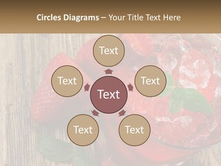 A Drink With Ice And Strawberries On A Wooden Table PowerPoint Template
