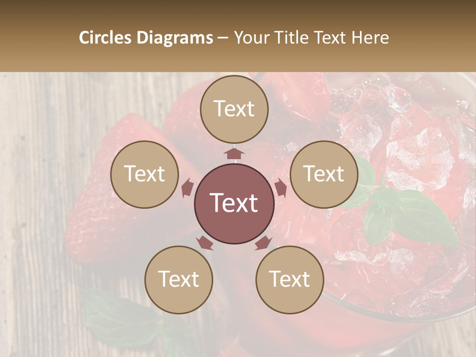A Drink With Ice And Strawberries On A Wooden Table PowerPoint Template