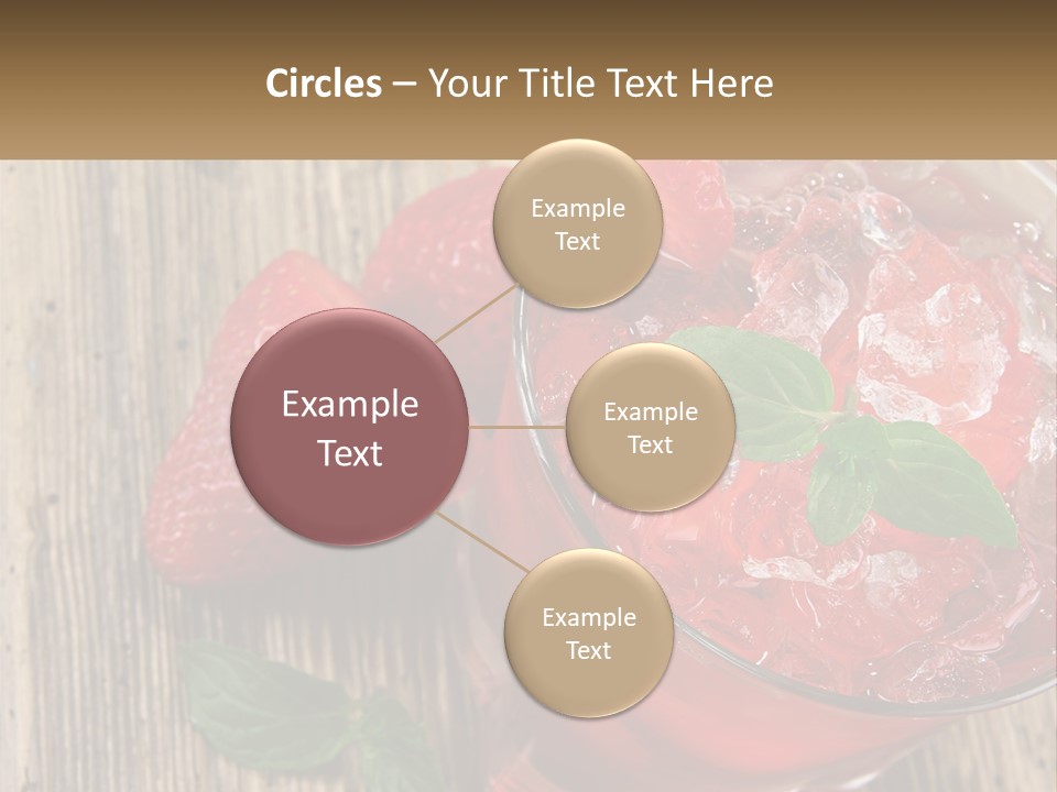 A Drink With Ice And Strawberries On A Wooden Table PowerPoint Template