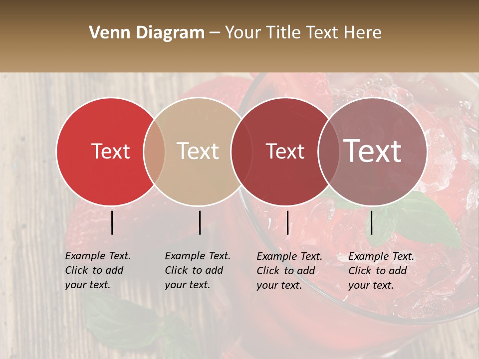 A Drink With Ice And Strawberries On A Wooden Table PowerPoint Template