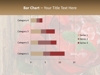 A Drink With Ice And Strawberries On A Wooden Table PowerPoint Template