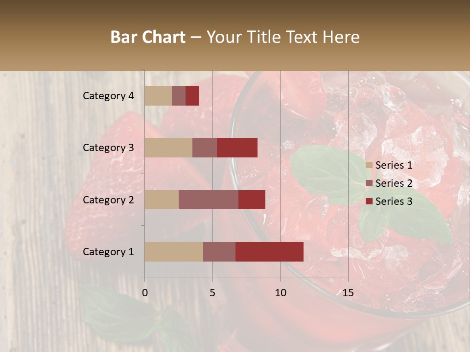 A Drink With Ice And Strawberries On A Wooden Table PowerPoint Template
