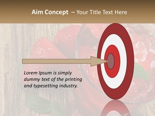A Drink With Ice And Strawberries On A Wooden Table PowerPoint Template