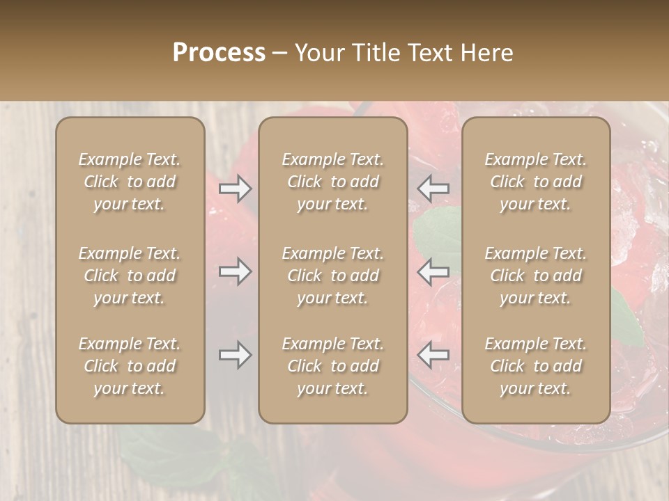 A Drink With Ice And Strawberries On A Wooden Table PowerPoint Template