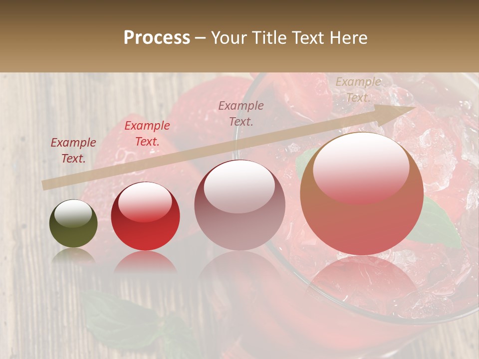 A Drink With Ice And Strawberries On A Wooden Table PowerPoint Template