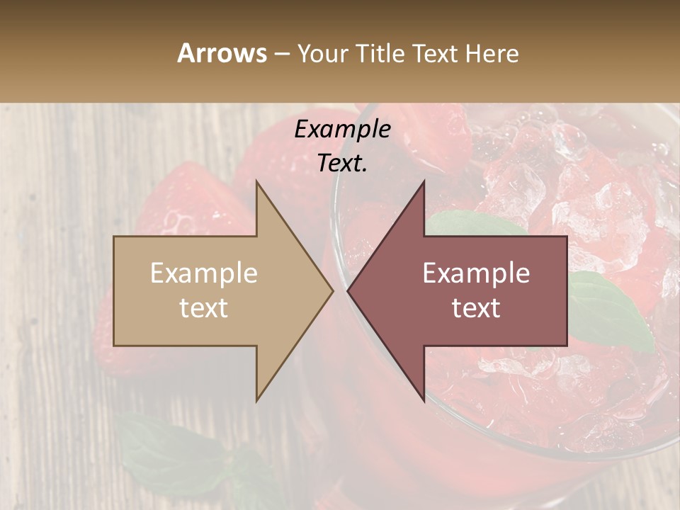 A Drink With Ice And Strawberries On A Wooden Table PowerPoint Template