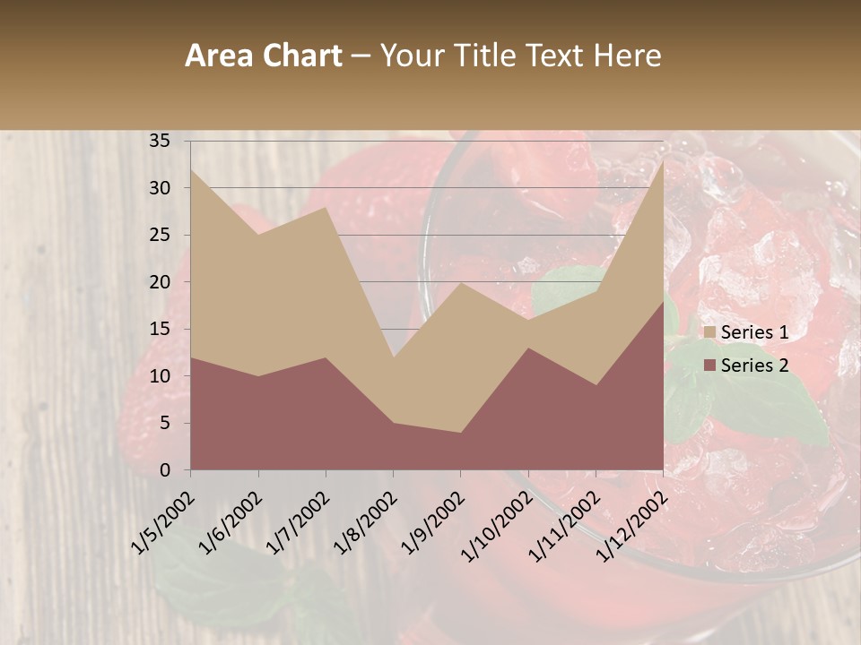 A Drink With Ice And Strawberries On A Wooden Table PowerPoint Template
