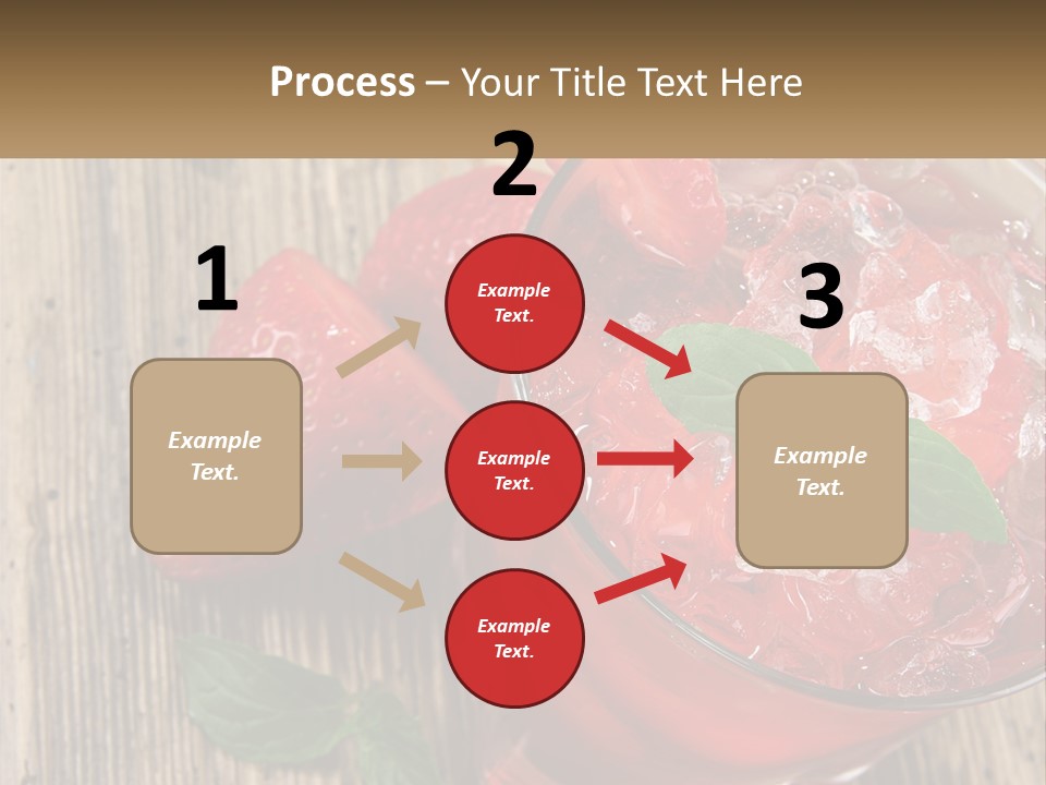 A Drink With Ice And Strawberries On A Wooden Table PowerPoint Template