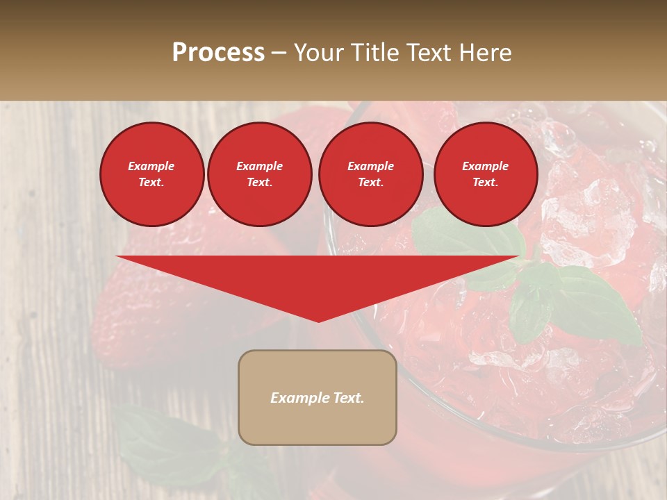 A Drink With Ice And Strawberries On A Wooden Table PowerPoint Template