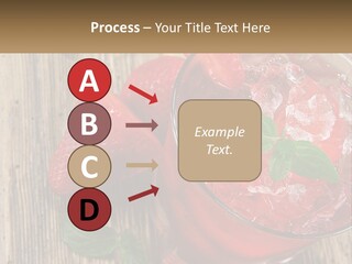 A Drink With Ice And Strawberries On A Wooden Table PowerPoint Template
