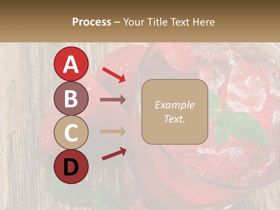 A Drink With Ice And Strawberries On A Wooden Table PowerPoint Template