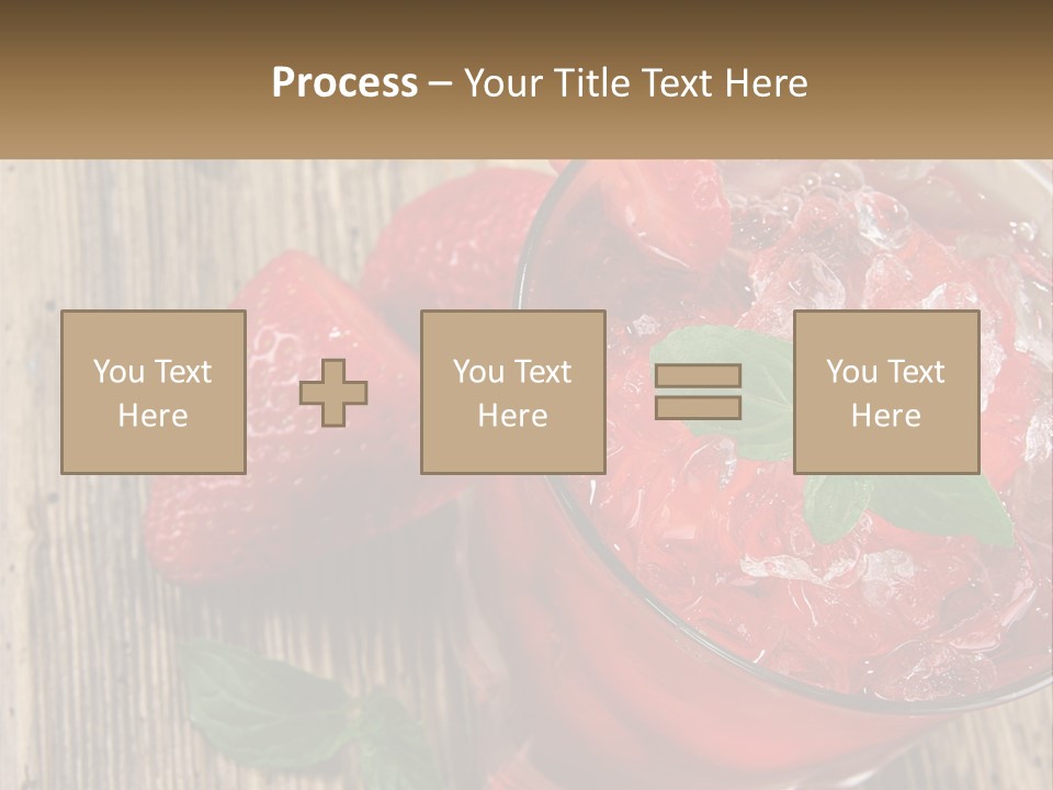A Drink With Ice And Strawberries On A Wooden Table PowerPoint Template