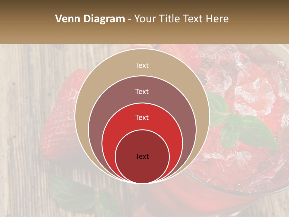 A Drink With Ice And Strawberries On A Wooden Table PowerPoint Template