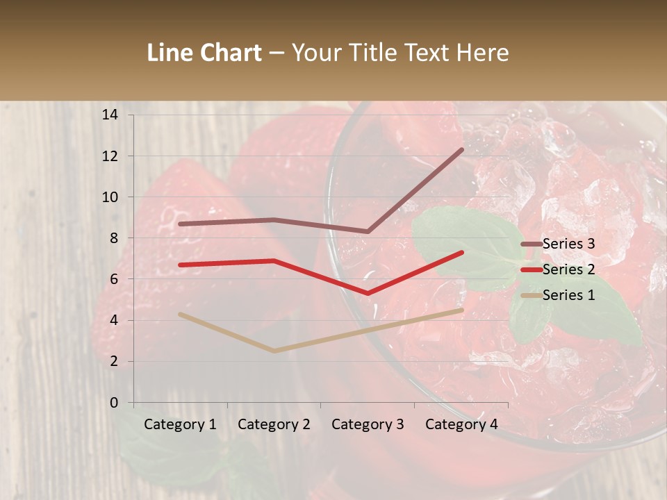 A Drink With Ice And Strawberries On A Wooden Table PowerPoint Template