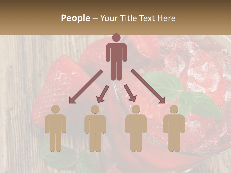 A Drink With Ice And Strawberries On A Wooden Table PowerPoint Template