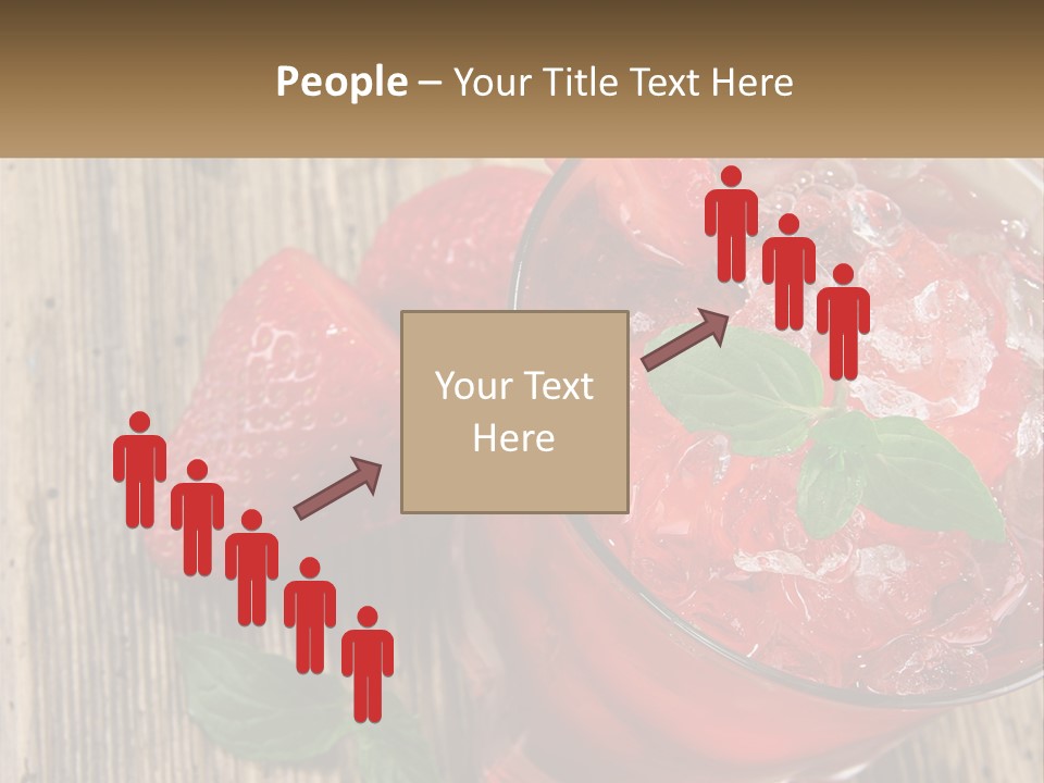 A Drink With Ice And Strawberries On A Wooden Table PowerPoint Template