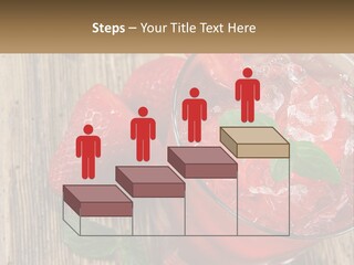 A Drink With Ice And Strawberries On A Wooden Table PowerPoint Template