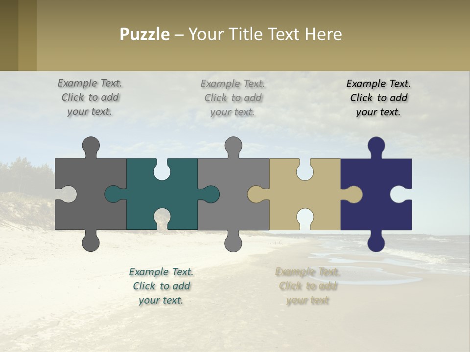 A Sandy Beach With Trees And Water Under A Cloudy Sky PowerPoint Template