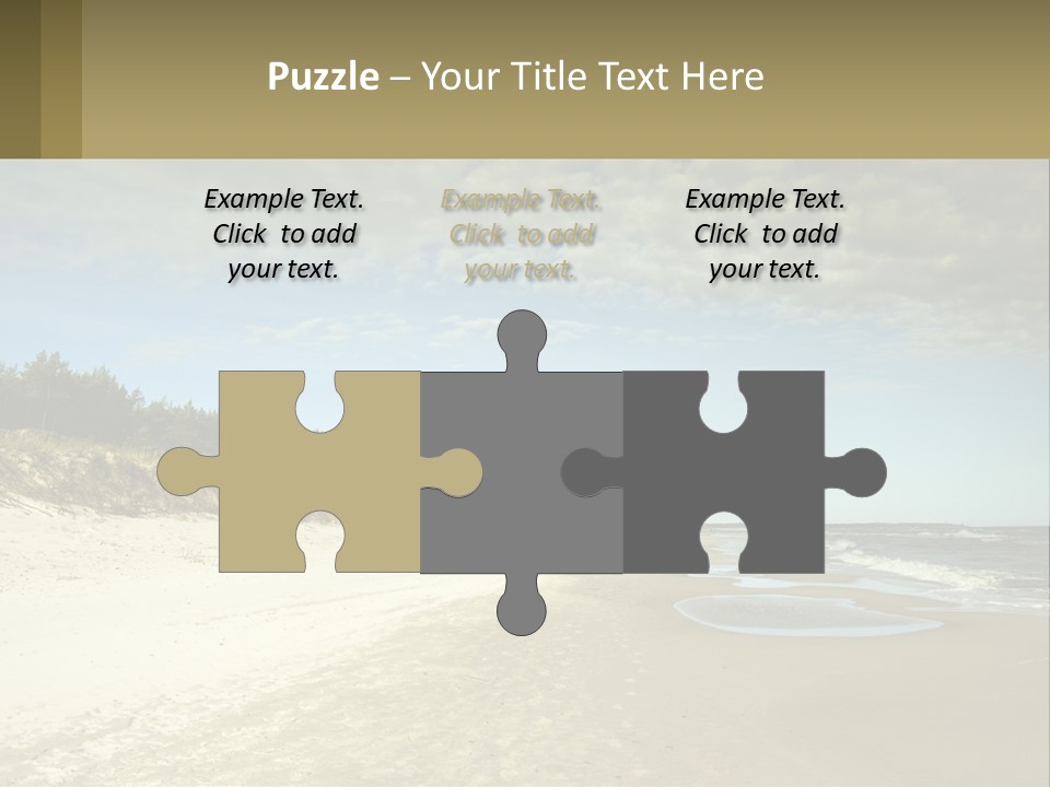 A Sandy Beach With Trees And Water Under A Cloudy Sky PowerPoint Template