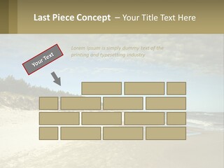 A Sandy Beach With Trees And Water Under A Cloudy Sky PowerPoint Template