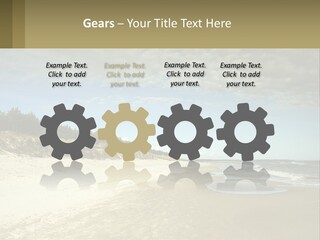 A Sandy Beach With Trees And Water Under A Cloudy Sky PowerPoint Template