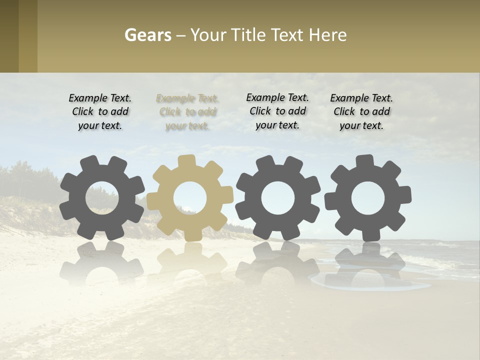 A Sandy Beach With Trees And Water Under A Cloudy Sky PowerPoint Template