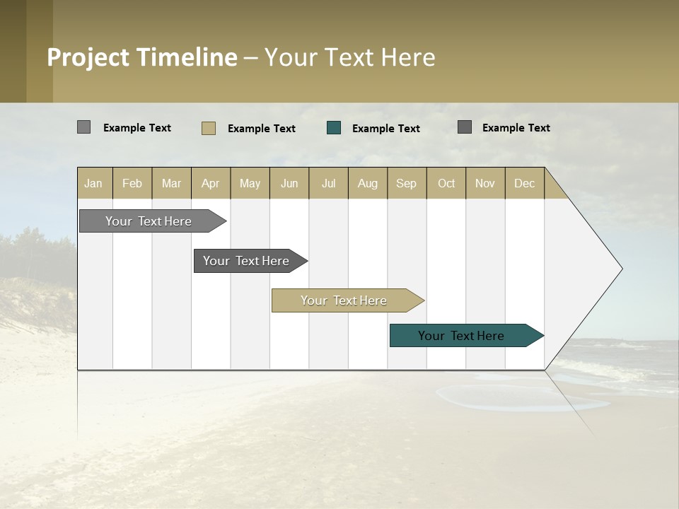 A Sandy Beach With Trees And Water Under A Cloudy Sky PowerPoint Template