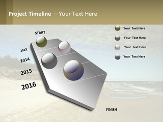 A Sandy Beach With Trees And Water Under A Cloudy Sky PowerPoint Template