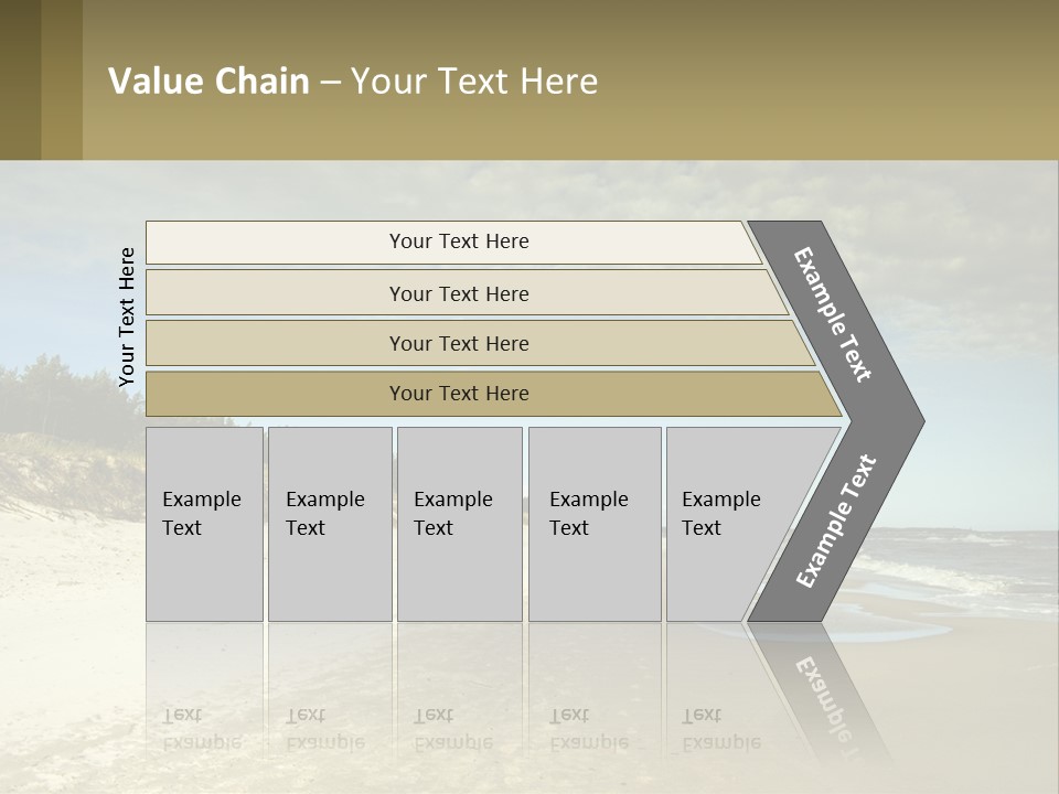A Sandy Beach With Trees And Water Under A Cloudy Sky PowerPoint Template