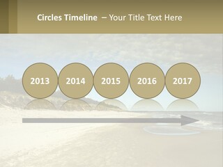 A Sandy Beach With Trees And Water Under A Cloudy Sky PowerPoint Template