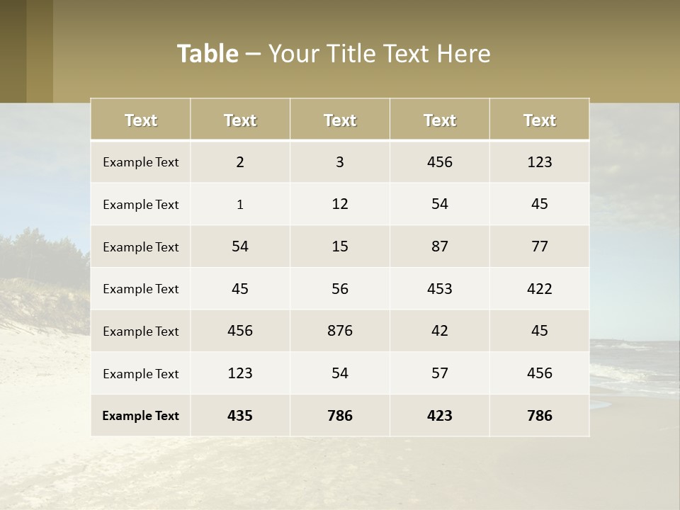 A Sandy Beach With Trees And Water Under A Cloudy Sky PowerPoint Template